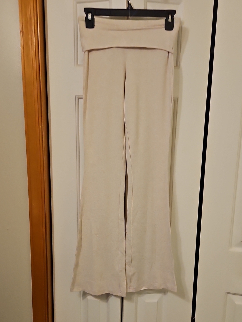 Pink Rose Oatmeal Fold Over Flare Pants Y2K NWOT